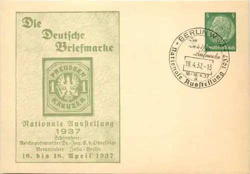 Berlin - Briefmarke Nationale Ausstellung 1937 - Ganzsache PP 126 C20 -651466