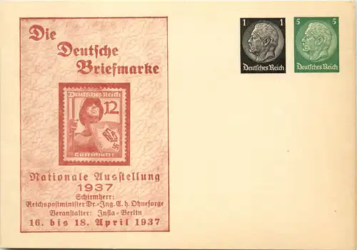 Berlin - Briefmarke Nationale Ausstellung 1937 - Ganzsache PP 133 C1 -651480