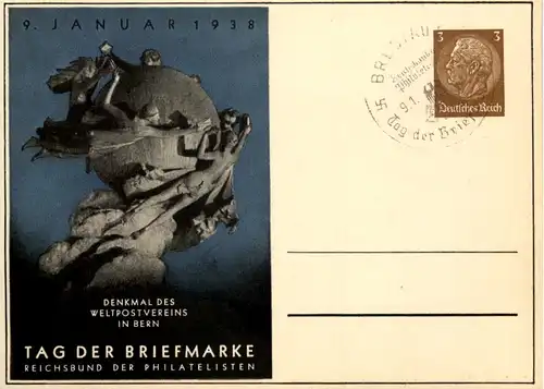 Tag der Briefmarke 1938 - Ganzsache PP122 C75 mit SST Breslau -651514