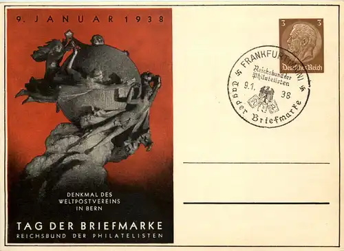 Tag der Briefmarke 1938 - Ganzsache PP122 C75 mit SST Frankfurt Main -651538