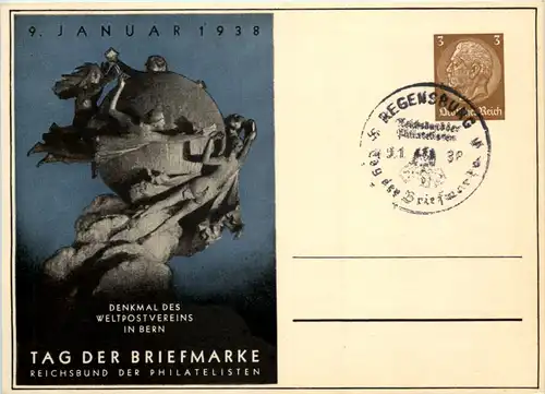 Tag der Briefmarke 1938 - Ganzsache PP122 C75 mit SST Regensburg -651522