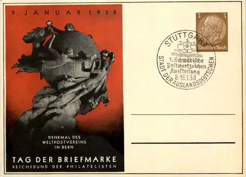 Tag der Briefmarke 1938 - Ganzsache PP122 C75 mit SST Stuttgart -651532
