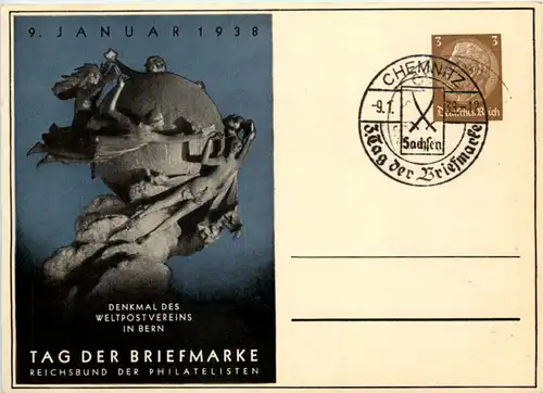 Tag der Briefmarke 1938 - Ganzsache PP122 C75 mit SST Chemnitz -651520