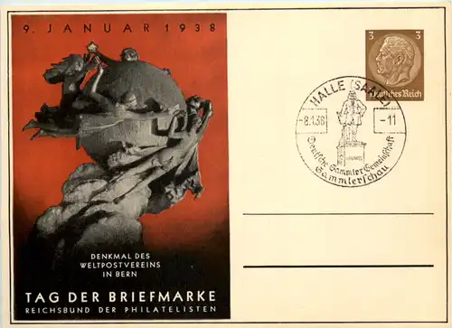 Tag der Briefmarke 1938 - Ganzsache PP122 C75 mit SST Halle Saale -651540