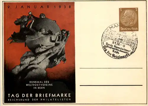 Tag der Briefmarke 1938 - Ganzsache PP122 C75 mit SST Mannheim -651536