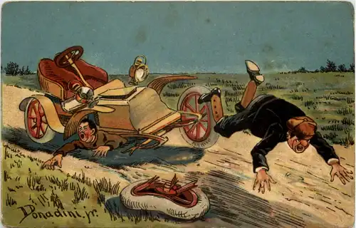 Humor - Auto - Künstler Ak Donadini -651598