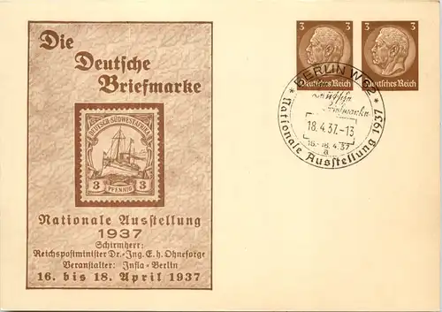 Berlin - Briefmarke Nationale Ausstellung 1937 - Ganzsache PP 136 C1 -651470