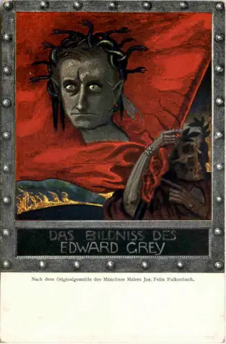 Das Bildnis des Edward Grey - Künstler AK Felix Falkenbach - Feldpost 28. Inf Div -652006
