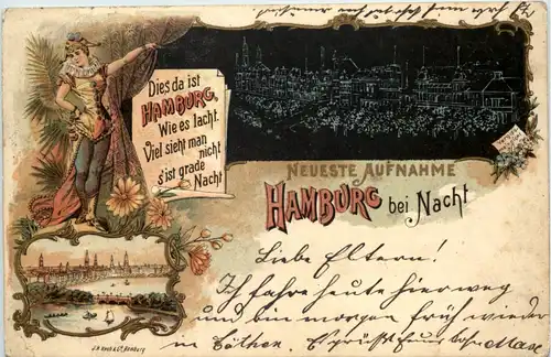 Hamburg bei Nacht - Litho -652040