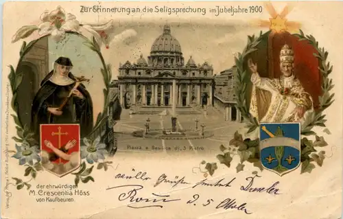 Vatikan - Seligsprechung Crescentia Höss von Kaufbeuren 1900 - Litho -652068