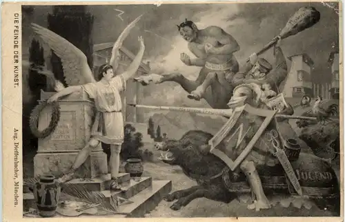 Künstler AK Aug. Dieffenbacher - Die Feinde der Kunst -652062