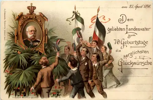 König von Sachsen 70. Geburtstag - Litho -652224