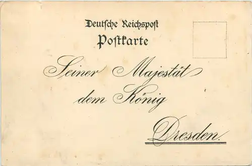 König von Sachsen 70. Geburtstag - Litho -652224