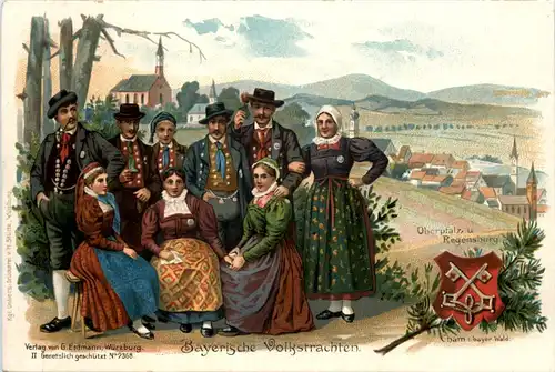 Regensburg - Bayrische Volkstrachten - Litho -652364