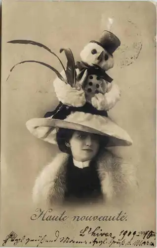 Mode - Hut mit Schneemann -652454