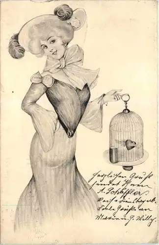 Frau mit Herz im Käfig -652810