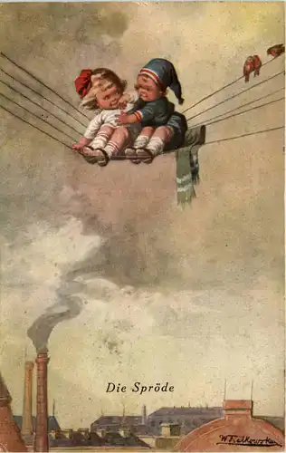 Künstler AK - W. Fialkowska - Die Spröde -652854