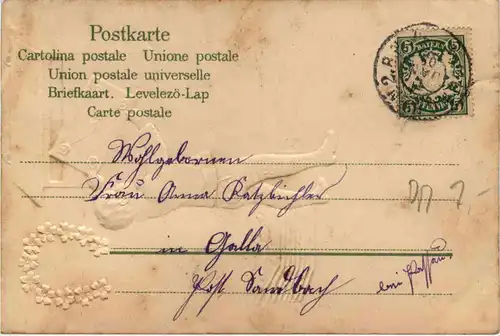 NEujahr - Kind am Briefkasten - Prägekarte -652936