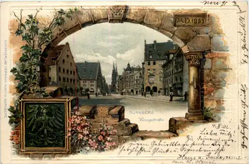 Nürnberg - Königsstrasse - Litho -653014