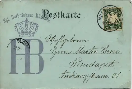 München - Grad aus dem Hofbräuhaus - Litho -653440