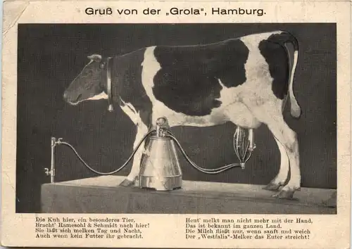 Hamburg - Gruss von der Grola - Kuh Melkmaschine -653656