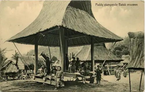 Sumatra - Paddy stamende Batak vrouwen -653908