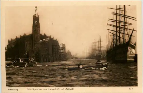 Hamburg, Silo-Speicher am Kaiserhöft mit Zeitball -532080