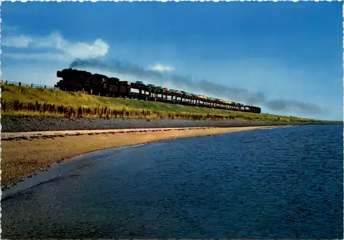 Sylt, Auto-Zug auf dem Hiindenburgdamm -532366
