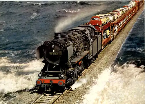 Sylt, Auto-Zug auf dem Hiindenburgdamm -532444