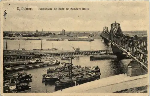 Duisburg-Ruhrort, Rheinbrücke mit Blick auf Homberg Rhein -532656