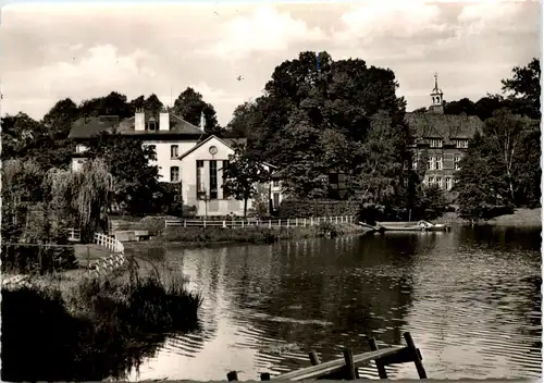 Reinbek, Der Mühlenteich mit Schloss und E-Werk -532826