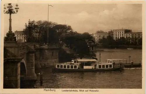 Hamburg, Lombardsbrücke, Blick auf Alsterufer -533330