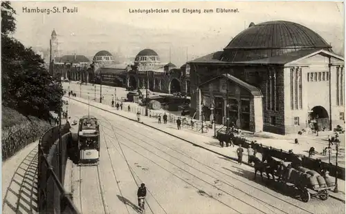 Hamburg, St.Pauli, Landungsbrücken und Eingang zum Elbtunnel -533220