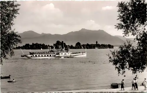 Chiemsee, Blick von Gstadt auf die Fraueninsel -533282