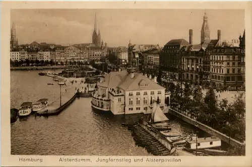 Hamburg, Alsterdamm, Jungfernstieg und Alsterpavillon -533390