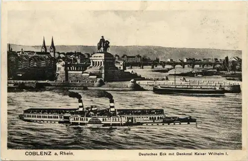 Koblenz, Deutsches Eck mit Denkmal Kaiser Wilhelm I -533584