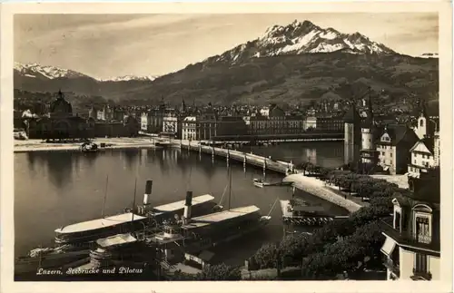 Luzern, Seebrücke und Pilatus -533658