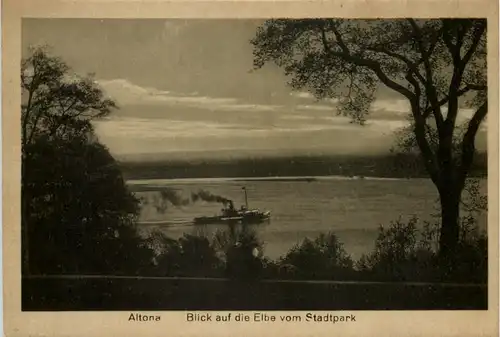 Hamburg, Altona, Blick auf die Elbe vom Stadtpark -533624