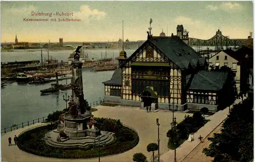 Duisburg-Ruhrort, Kaiserdenkmal mit Schifferbörse -533784