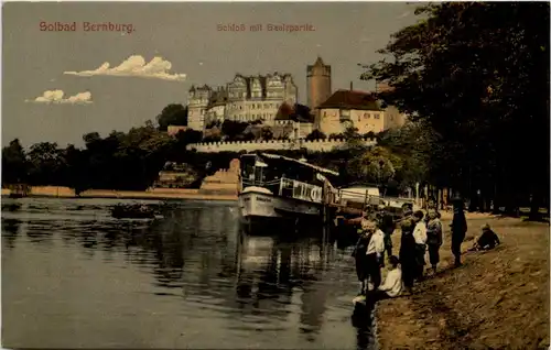 Solbad Bernburg, Schloss mit Saalepartie -533796