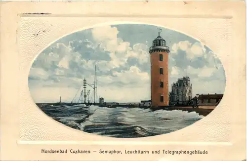 Cuxhaven, Semaphor, Leuchtturm und Telegraphengebäude -533926
