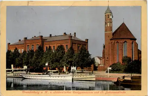 Brandenburg (Havel) , Saldernsches Realgymnasium und St. Johanneskirche -533936