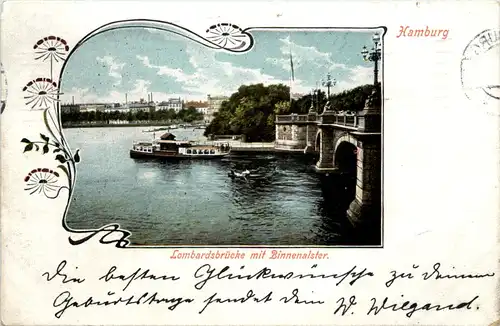 Hamburg, Lombardsbrücke mit Binnenalster -534036