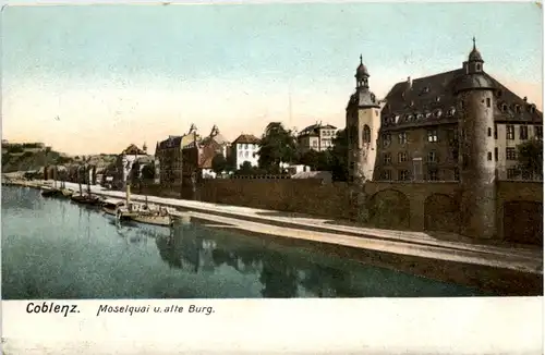 Koblenz, Moselquai und alte Burg -534198