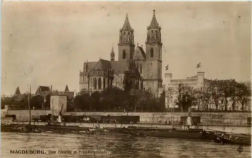 Magdeburg, Dom Elbseite mit Präsidialgebäude -534222