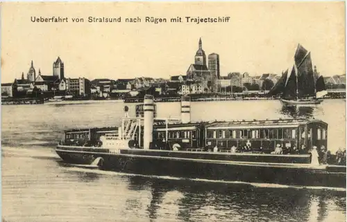 Überfahrt Stralsund-Altefähr auf Rügen mit dem Trajektschiff -534580