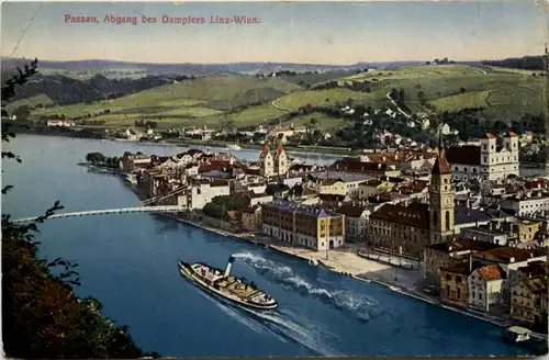 Passau, Abgang des Dampfers Linz-Wien -533008