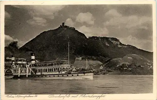 Drachenfels mit Rheindampfer -533368