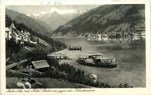 Zeller-See mit Hotel Bellevue gegen das Kitzsteinhorn -534194