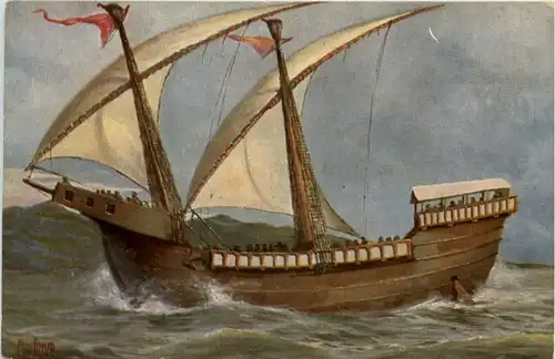 Venezianisches Kauffareteischiff - Künstler AK Rave -654364